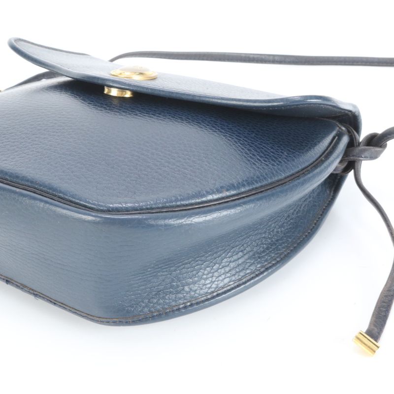 Vintage Christian Dior CD Logo Leather Shoulder Bag Crossbody Black Women RCE