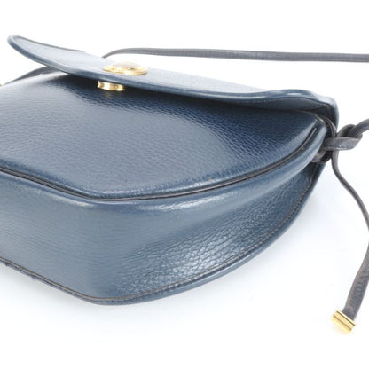 Vintage Christian Dior CD Logo Leather Shoulder Bag Crossbody Black Women RCE