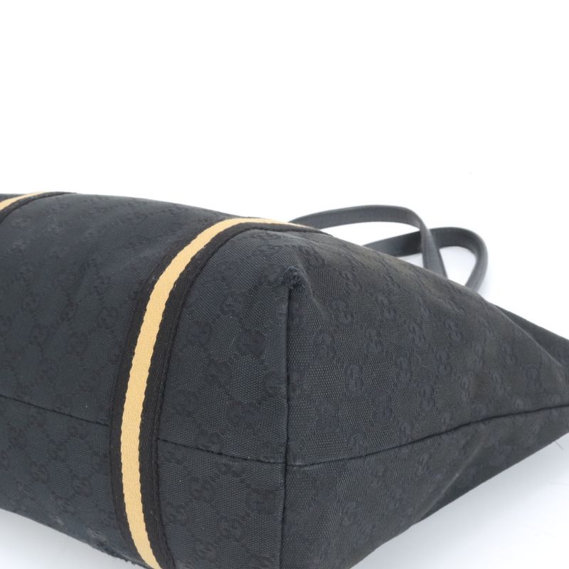 Gucci GG Canvas With Charm 139260 Leather Tote Bag Shoulder Hand Black A4