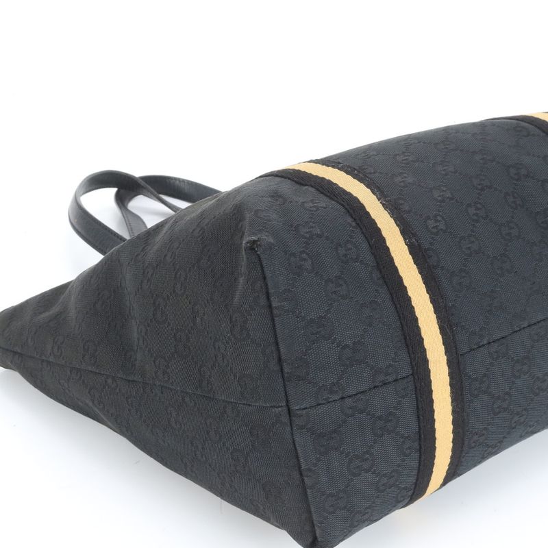 Gucci GG Canvas With Charm 139260 Leather Tote Bag Shoulder Hand Black A4