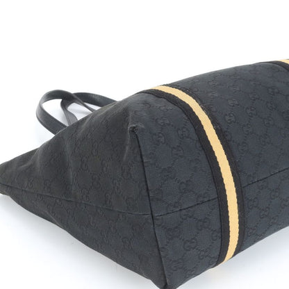 Gucci GG Canvas With Charm 139260 Leather Tote Bag Shoulder Hand Black A4