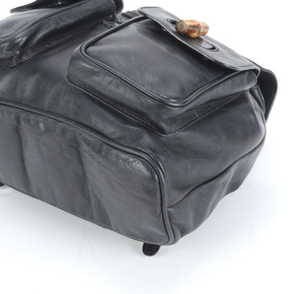 Vintage Old Gucci Bamboo Leather Backpack Sac Backpack Black Women's RCE Db63-10