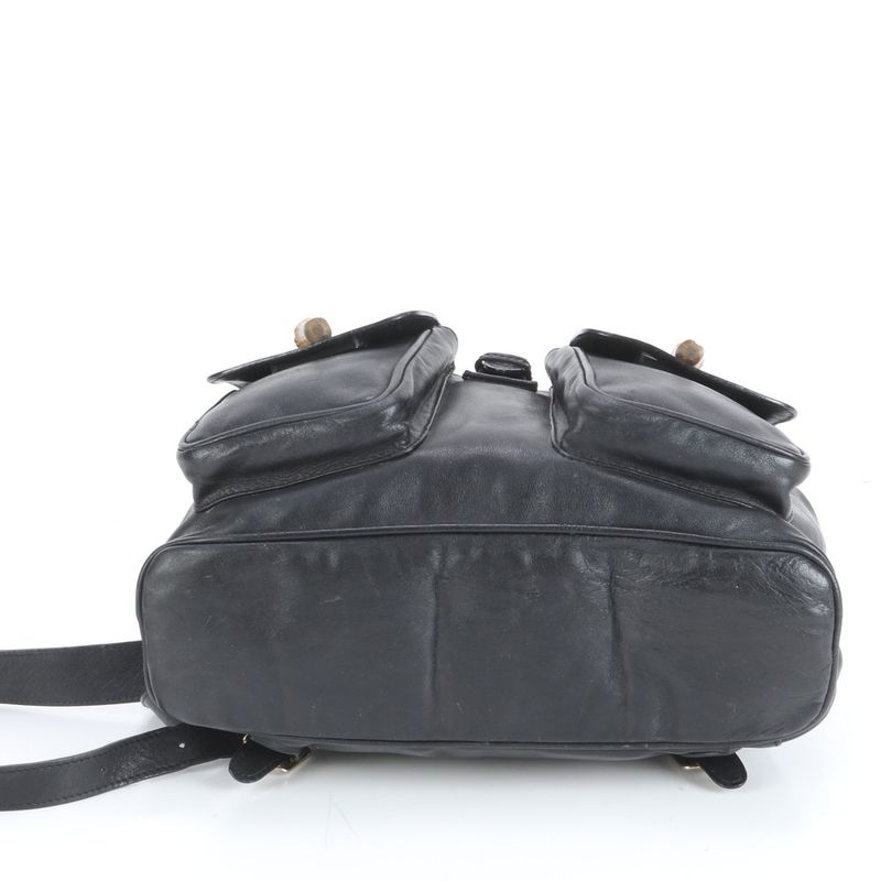 Vintage Old Gucci Bamboo Leather Backpack Sac Backpack Black Women's RCE Db63-10