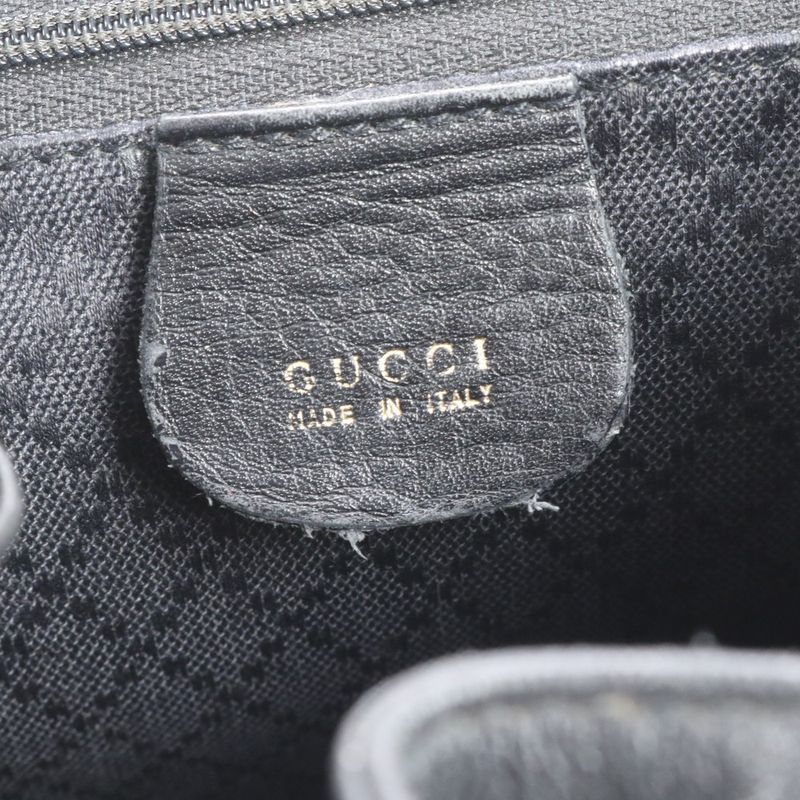 Vintage Old Gucci Bamboo Leather Backpack Sac Backpack Black Women's RCE Db63-10