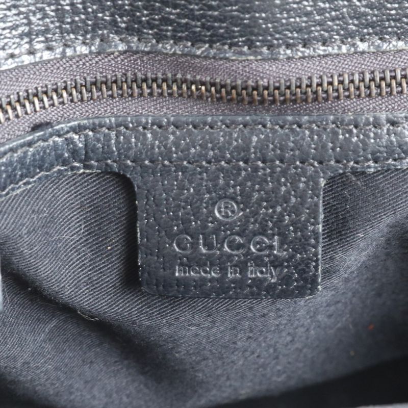 Gucci GG Canvas 106251 Leather Tote Bag Shoulder Business Black Genuine Leather