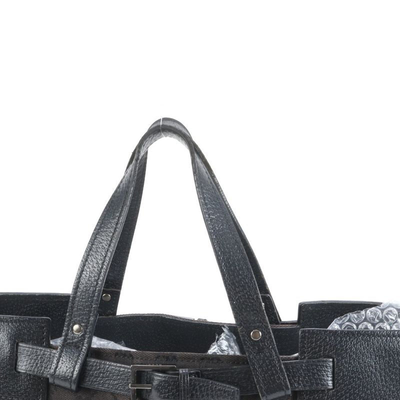 Gucci GG Canvas 106251 Leather Tote Bag Shoulder Business Black Genuine Leather
