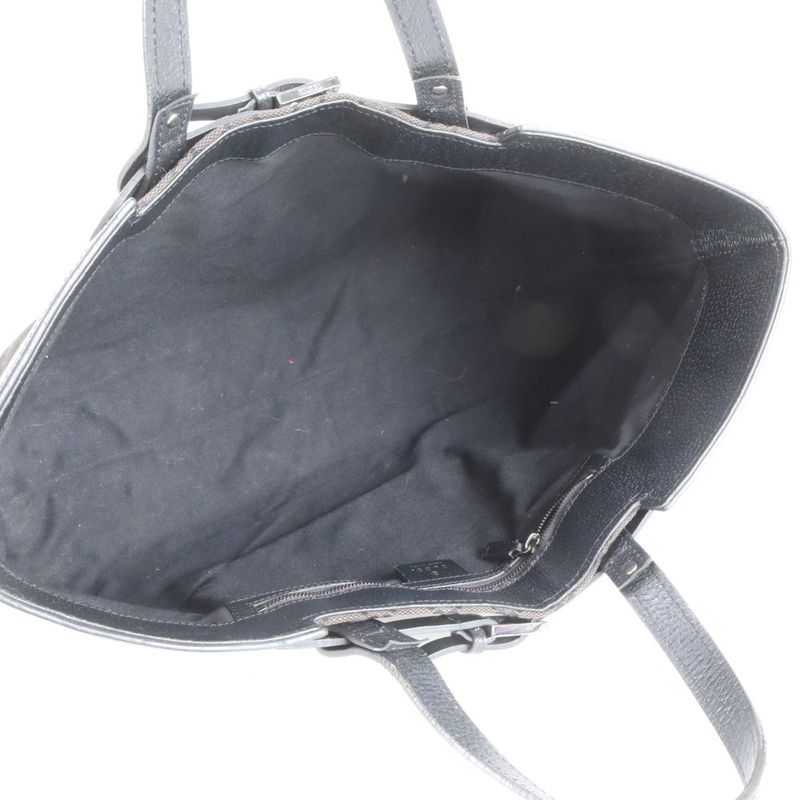 Gucci GG Canvas 106251 Leather Tote Bag Shoulder Business Black Genuine Leather