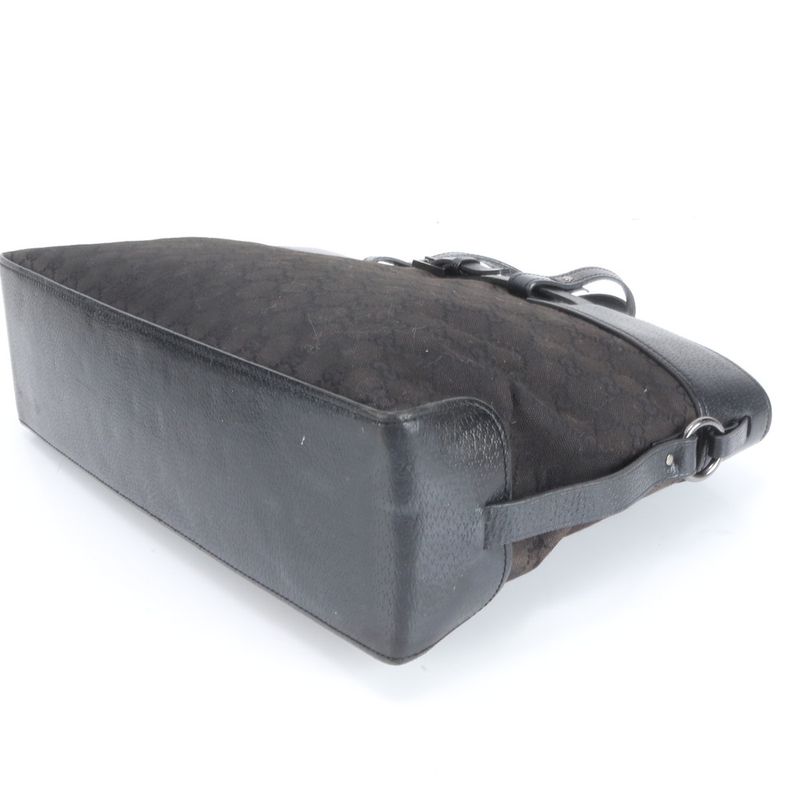 Gucci GG Canvas 106251 Leather Tote Bag Shoulder Business Black Genuine Leather