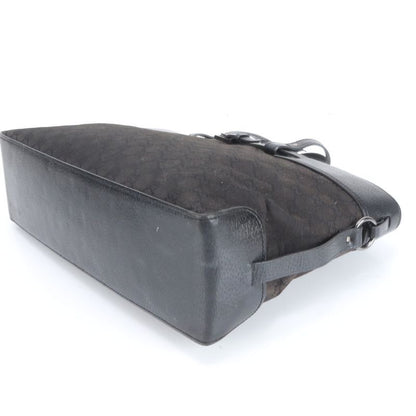 Gucci GG Canvas 106251 Leather Tote Bag Shoulder Business Black Genuine Leather