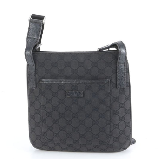 Gucci GG Canvas Leather Shoulder Bag Crossbody Messenger 122793 Black Men's RCE