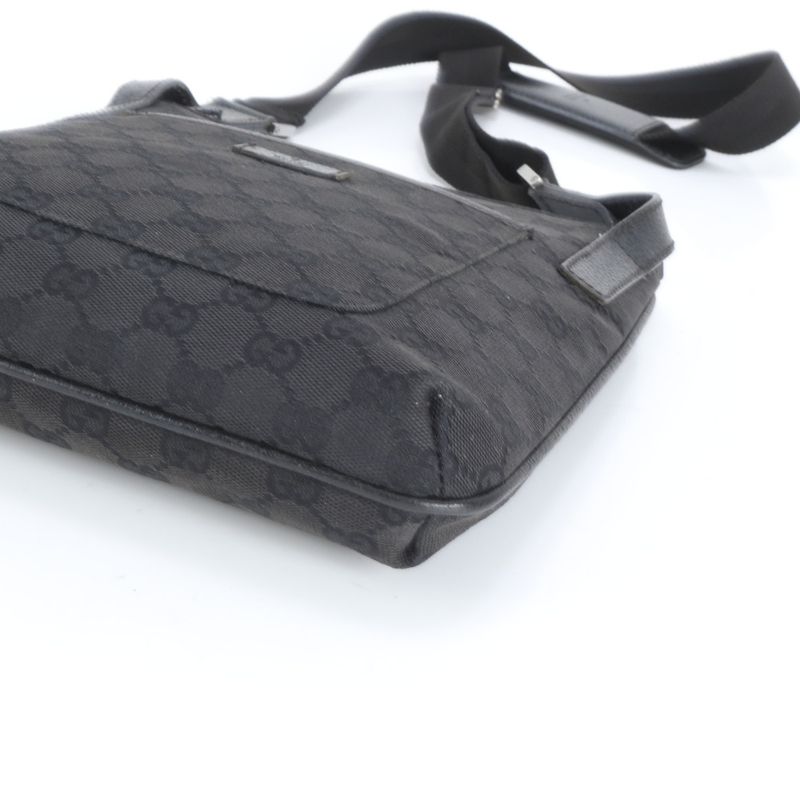 Gucci GG Canvas Leather Shoulder Bag Crossbody Messenger 122793 Black Men's RCE