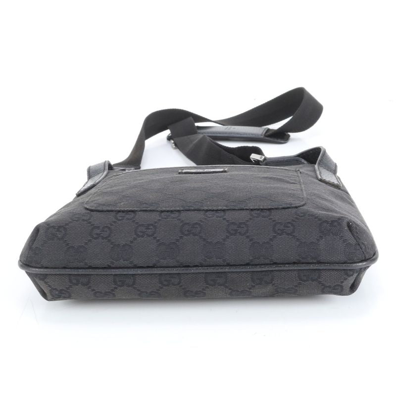 Gucci GG Canvas Leather Shoulder Bag Crossbody Messenger 122793 Black Men's RCE