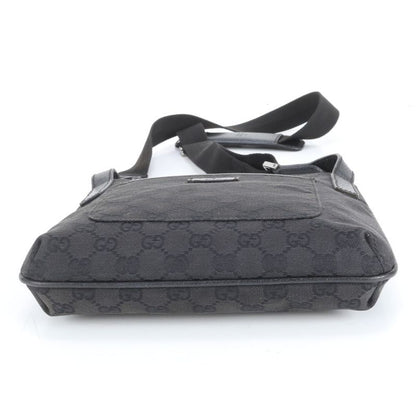 Gucci GG Canvas Leather Shoulder Bag Crossbody Messenger 122793 Black Men's RCE