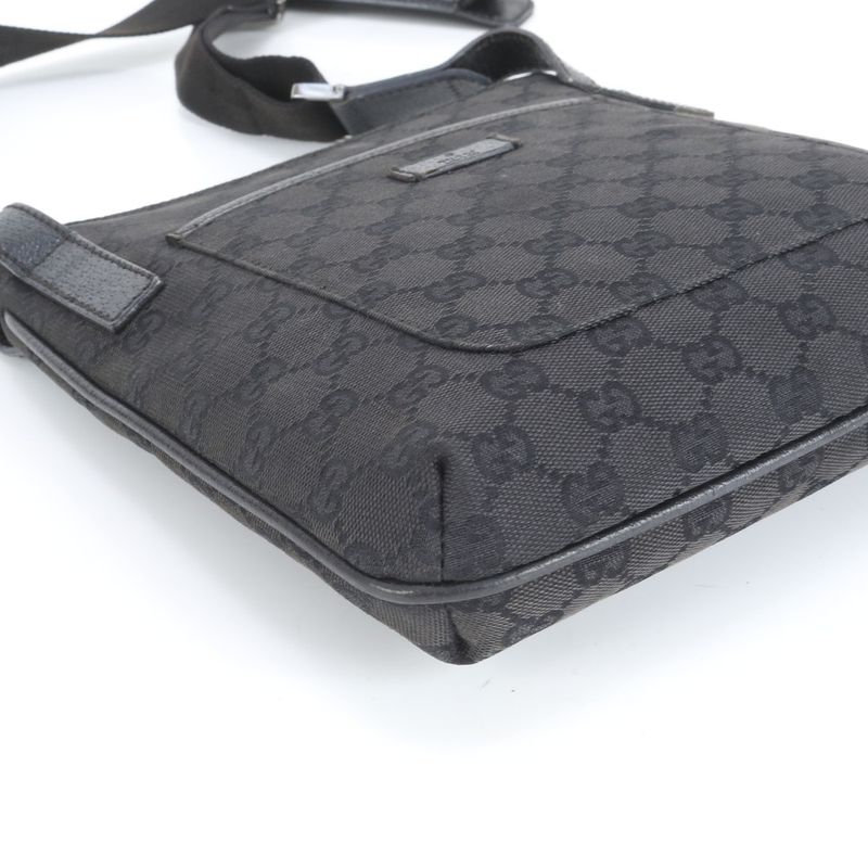 Gucci GG Canvas Leather Shoulder Bag Crossbody Messenger 122793 Black Men's RCE