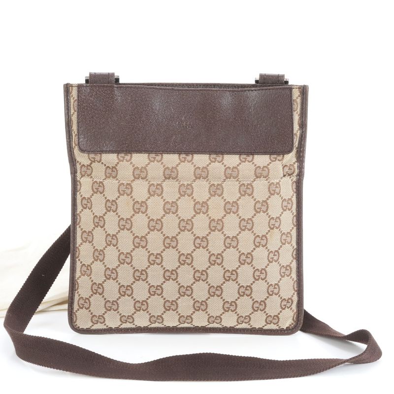 Gucci GG Canvas Leather Shoulder Bag Crossbody Messenger 27639 Brown Gentlemen
