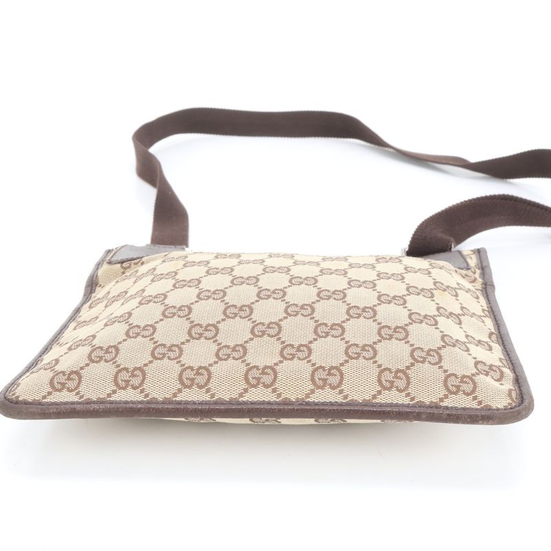 Gucci GG Canvas Leather Shoulder Bag Crossbody Messenger 27639 Brown Gentlemen