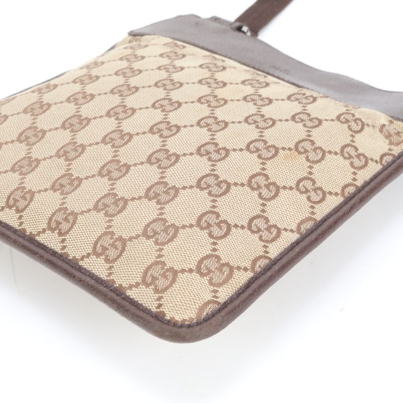 Gucci GG Canvas Leather Shoulder Bag Crossbody Messenger 27639 Brown Gentlemen