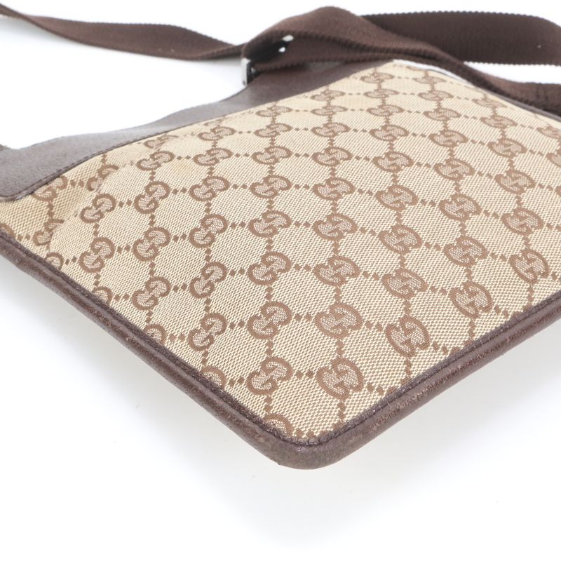 Gucci GG Canvas Leather Shoulder Bag Crossbody Messenger 27639 Brown Gentlemen