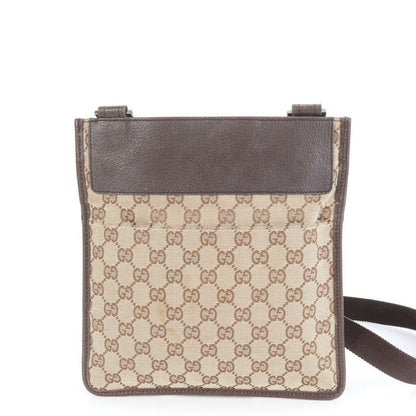 Gucci GG Canvas Leather Shoulder Bag Crossbody Messenger 27639 Brown Gentlemen