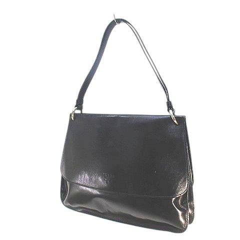 Prada B6094 Vitello Liss Ato Shoulder Bag Silver Hardware Black Leather Made in