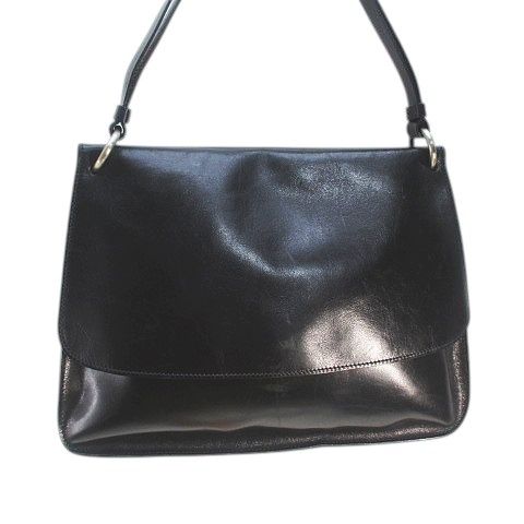 Prada B6094 Vitello Liss Ato Shoulder Bag Silver Hardware Black Leather Made in