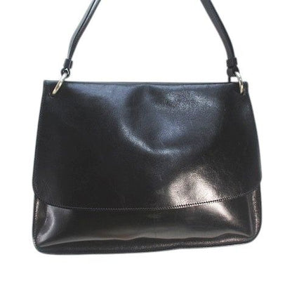 Prada B6094 Vitello Liss Ato Shoulder Bag Silver Hardware Black Leather Made in