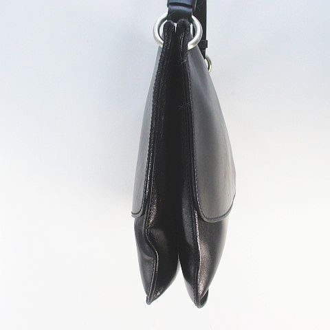 Prada B6094 Vitello Liss Ato Shoulder Bag Silver Hardware Black Leather Made in