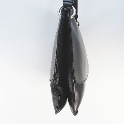 Prada B6094 Vitello Liss Ato Shoulder Bag Silver Hardware Black Leather Made in