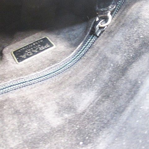 Prada B6094 Vitello Liss Ato Shoulder Bag Silver Hardware Black Leather Made in