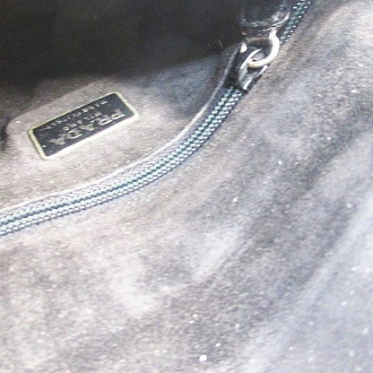 Prada B6094 Vitello Liss Ato Shoulder Bag Silver Hardware Black Leather Made in