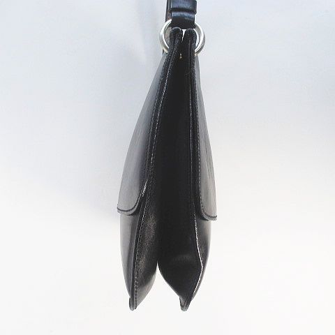 Prada B6094 Vitello Liss Ato Shoulder Bag Silver Hardware Black Leather Made in