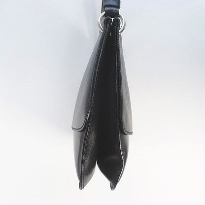 Prada B6094 Vitello Liss Ato Shoulder Bag Silver Hardware Black Leather Made in