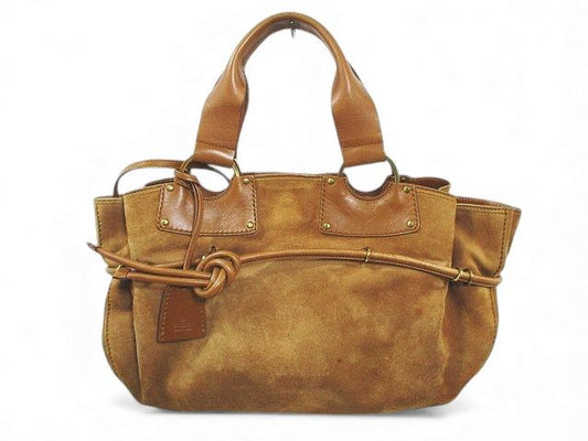 Gucci 95168 1705 Tote Handbag with Pouch Camel Suede Leather Made in Italy