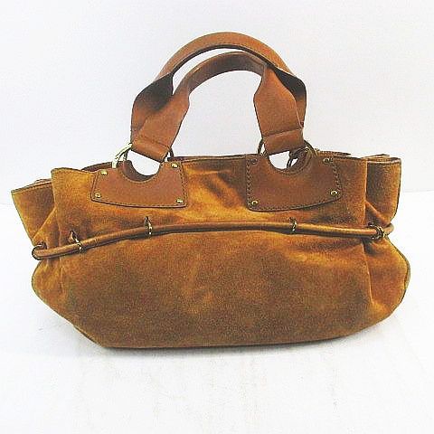 Gucci 95168 1705 Tote Handbag with Pouch Camel Suede Leather Made in Italy