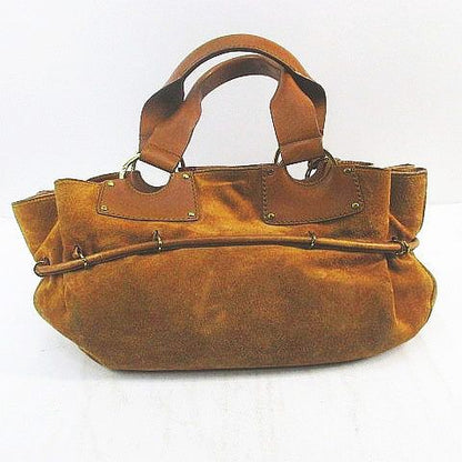 Gucci 95168 1705 Tote Handbag with Pouch Camel Suede Leather Made in Italy