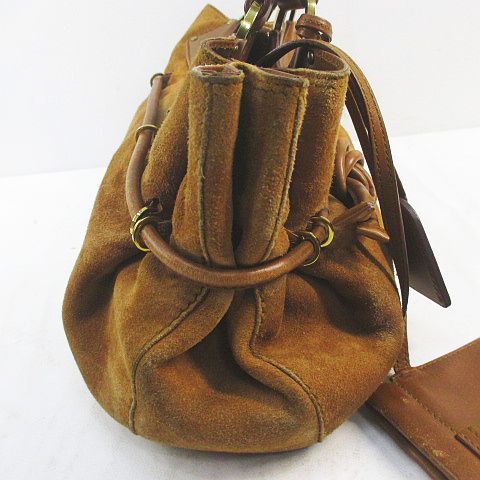 Gucci 95168 1705 Tote Handbag with Pouch Camel Suede Leather Made in Italy