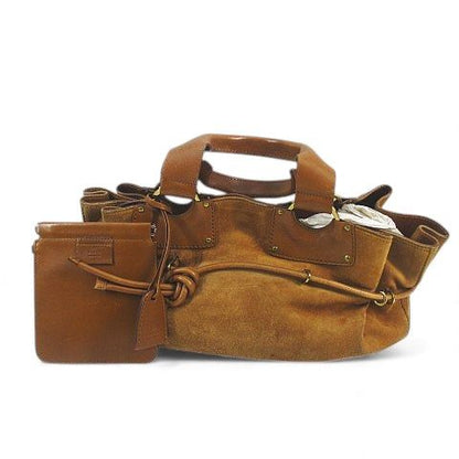 Gucci 95168 1705 Tote Handbag with Pouch Camel Suede Leather Made in Italy