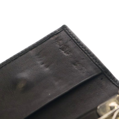 Gucci Guccissima 6-Ring Key Case Key Ring Bag Charm Black Leather Silver Hardware