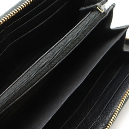 Gucci GG Marmont Round Zipper Long Wallet Card Case Long Wallet Black Leather