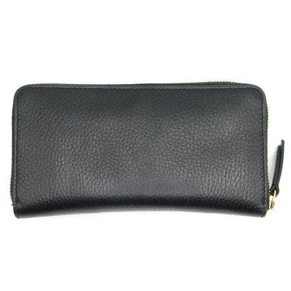 Gucci GG Marmont Round Zipper Long Wallet Card Case Long Wallet Black Leather