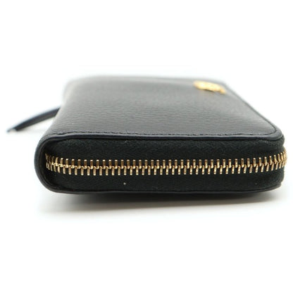 Gucci GG Marmont Round Zipper Long Wallet Card Case Long Wallet Black Leather