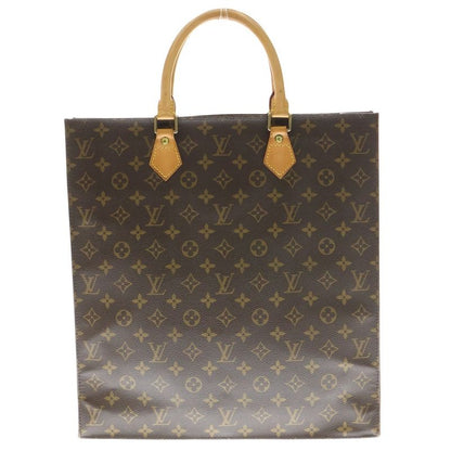 Louis Vuitton Monogram Sac Plastic Tote Handbag Brown Leather X PVC M51140 Gold