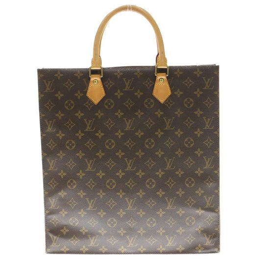 Louis Vuitton Monogram Sac Plastic Tote Handbag Brown Leather X PVC M51140 Gold