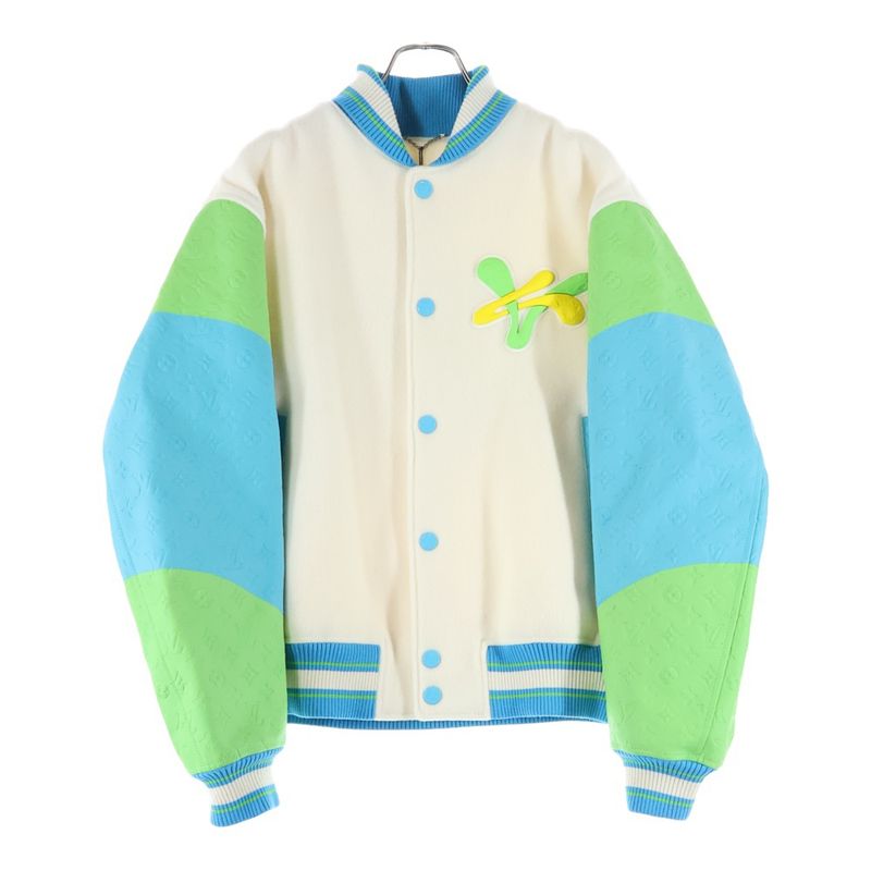 Louis Vuitton 23ss Rainbow Playground Monogram Varsity Jacket Leather Paneled