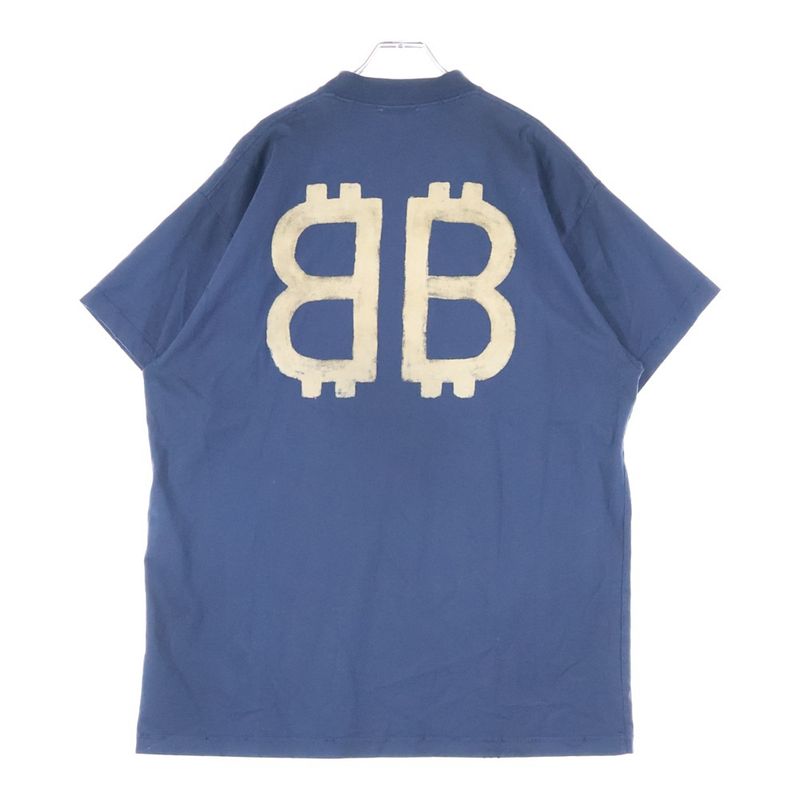 Balenciaga Distressed Logo Print Oversize D T-Shirt BB Logo Damaged Short