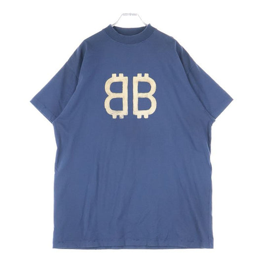 Balenciaga Distressed Logo Print Oversize D T-Shirt BB Logo Damaged Short