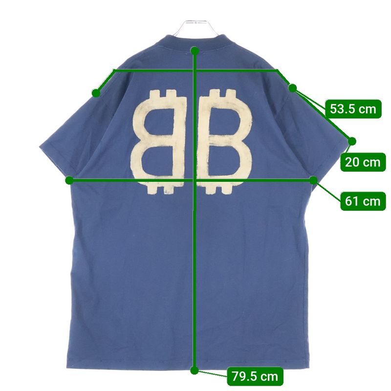 Balenciaga Distressed Logo Print Oversize D T-Shirt BB Logo Damaged Short