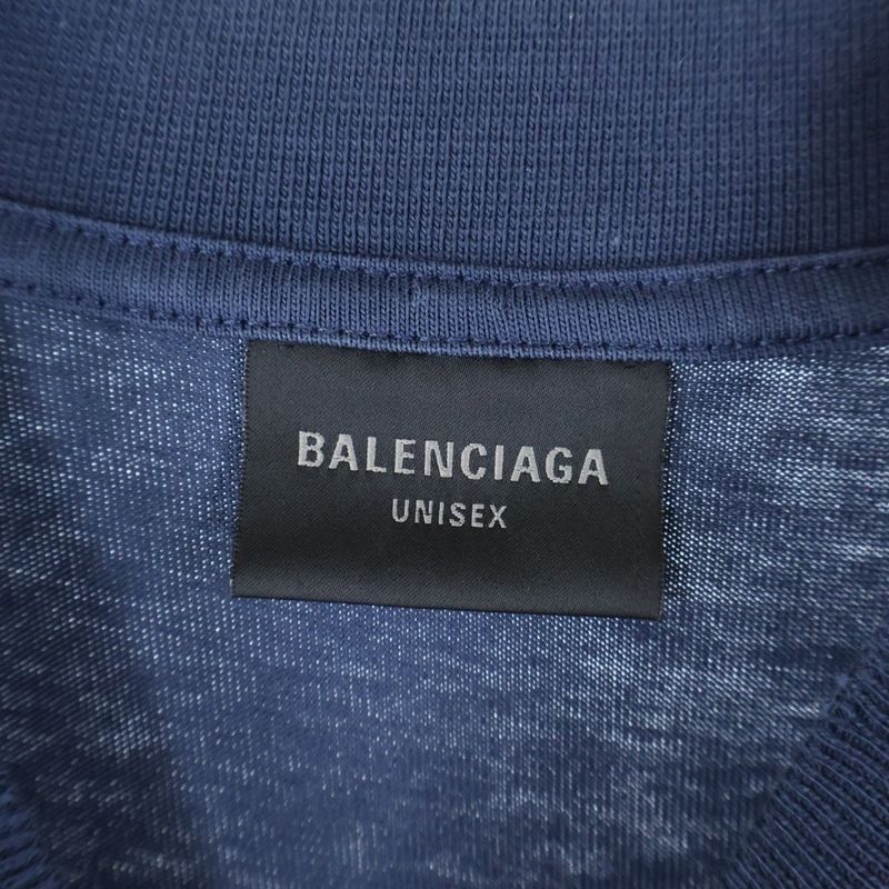 Balenciaga Distressed Logo Print Oversize D T-Shirt BB Logo Damaged Short