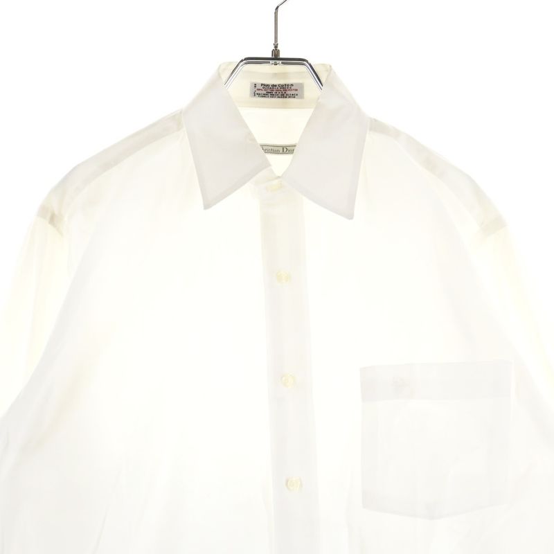 Christian Dior Cotton Regular Collar Long Sleeve Shirt White