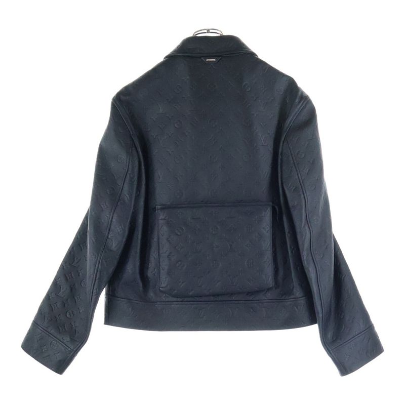 Louis Vuitton 23ss Monogram Embossed Utility Leather Jacket Black Hil46eqxs